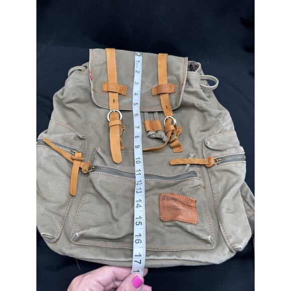 Augur Strauss Jans Canvas Leather Laptop Backpack Brown Distressed Boho Hiking - Picture 4 of 11